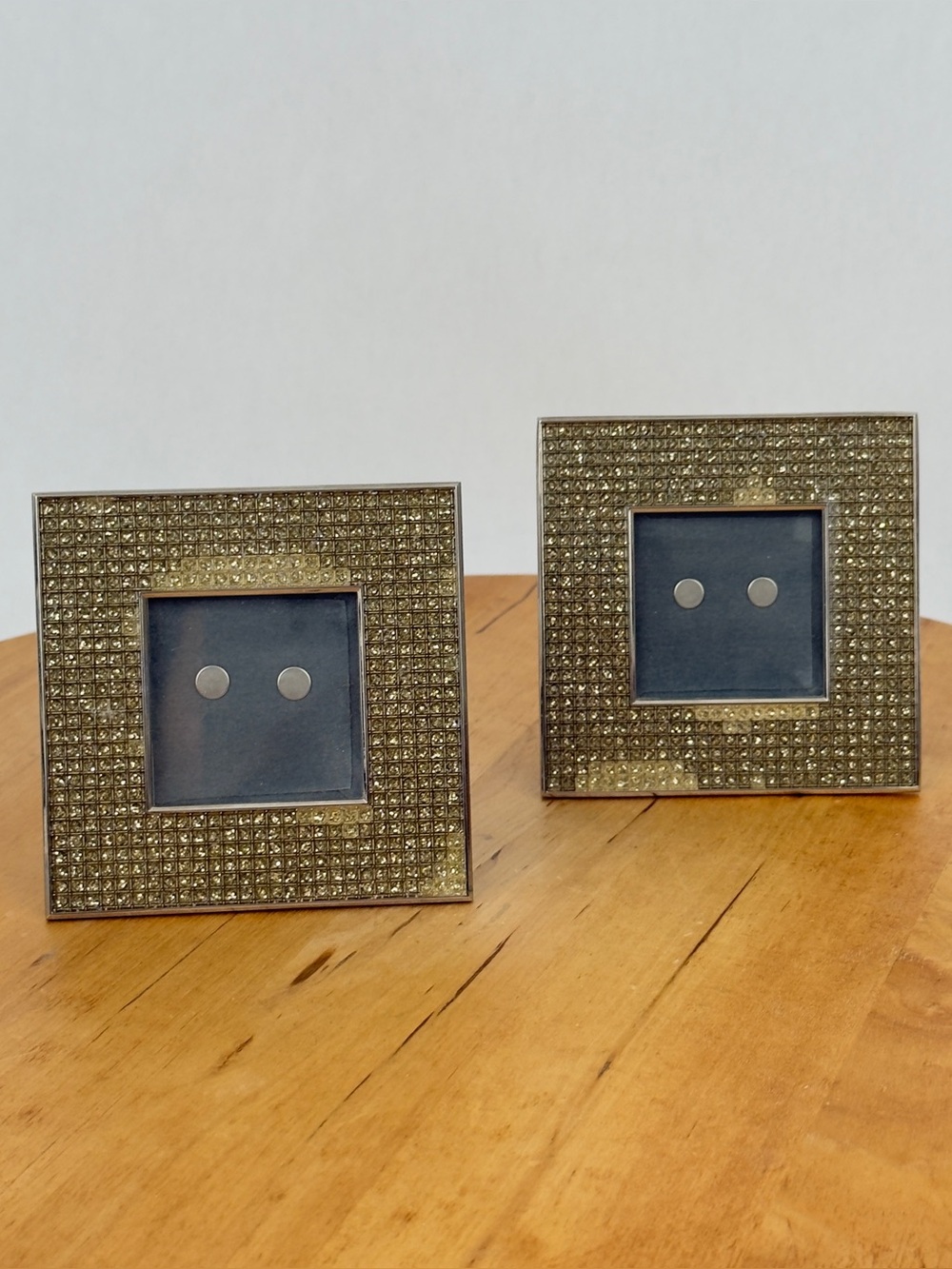 Vintage Set of 2 Wellesley Manor Miniature Photo Frames, Gold Glittery Finish